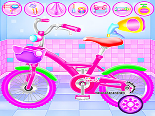 Girl Bike Fix Washing Salon Game